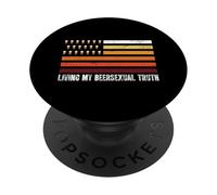 Sarcastic Beer Humor Joke Living My Beersexual Truth PopSockets Adhesive PopGrip