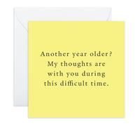 Sarcastic Birthday Card - “Another Year Older, My Thoughts Are With You” Humorous Card for Him, Her, Women, Men, Middle Aged, Wife, Husband, Aunt, Uncle, Mum, Dad -Comes with Stickers