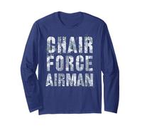 Sarcastic Chair Force Airman Warrior Veteran My Officer Dad Long Sleeve T-Shirt