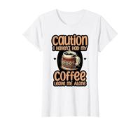 Sarcastic Coffee Awake Mornings Tee Funny Design T-Shirt, Women, White, Small