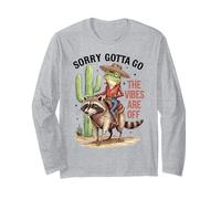 Sarcastic Cowboy Frog Riding Raccoon Weird Vintage Design Long Sleeve T-Shirt