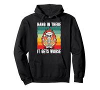 Sarcastic Dark Humour Christmas Hang In There Skeleton Pullover Hoodie