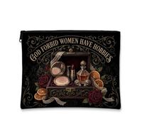 Sarcastic Gothic Vanity Quote Box Makeup Bag, Black, 7x9 Inch, Gothic | Gothic Aesthetic, Cosmetic Bag, Sarcastic Quote, Vintage Vanity Illustration, Dark Floral Accents, Makeup Storage