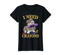 Sarcastic I Need Crayons Grumpy Old Vet Dad Military Soldier Value Graphic T-Shirt, Women, Black, XL