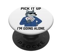 Sarcastic I'm Going Alone Euchre Game Funny Card Player Tee PopSockets Adhesive PopGrip