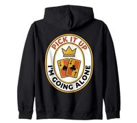 Sarcastic I'm Going Alone Euchre Game Funny Card Player Tee Zip Hoodie