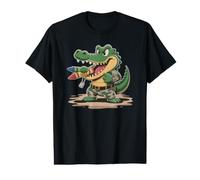 Sarcastic I'm Just Here for Crayons Soldier Gator MRE Eater Value Graphic T-Shirt
