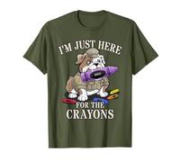 Sarcastic I'm JUST HERE for Crayons Veterans Father Military T-Shirt