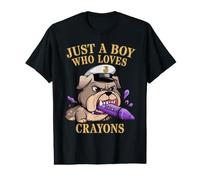 Sarcastic JUST BOY WHO Loves Crayons Jarhead Dad Military Value Graphic T-Shirt