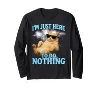 Sarcastic Just Here To Do Nothing Funny Retro Bootleg Cat Long Sleeve T-Shirt