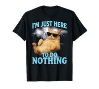 Sarcastic Just Here To Do Nothing Funny Retro Bootleg Cat T-Shirt