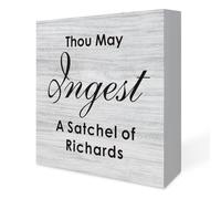 Sarcastic Kitchen Wooden Box Sign Home Desk Decor Rustic Funny Thou May Ingest a Satchel of Richards Wood Block Plaque Box Sign for Home Living Room Shelf Table Decoration 5x5 Inch