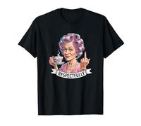 Sarcastic Lady Curlers Tea Middle Finger Print T-Shirt