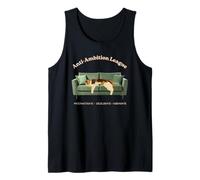 Sarcastic Lazy Cat Funny Procrastinator Kitten, Anti-Work Tank Top