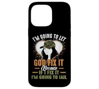 Sarcastic Let God Fix It Christian Camo Hat Faith Graphic Case for iPhone 14 Pro Max