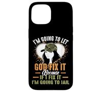 Sarcastic Let God Fix It Christian Camo Hat Faith Graphic Case for iPhone 15
