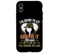 Sarcastic Let God Fix It Christian Camo Hat Faith Graphic Case for iPhone X/XS