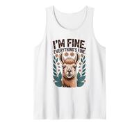 Sarcastic Llama Pretending All is Well Floral Design Tank Top