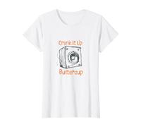 Sarcastic Music Lover Crank it up Buttercup Value Graphic T-Shirt, Women, White, L