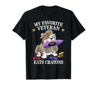 Sarcastic My Favorite Veteran EATS Crayons Jarhead Dad Joke Value Graphic T-Shirt