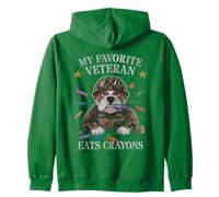 Sarcastic MY FAVORITE VETERAN EATS CRAYONS Jarhead Family Zip Hoodie