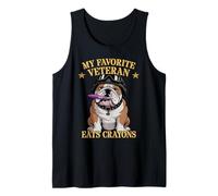 Sarcastic My Favorite Veteran EATS Crayons Son Dad Military Tank Top