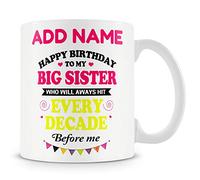 Sarcastic Novelty Gift for Sister - Happy Birthday to My Big Sister - Personalised Mug