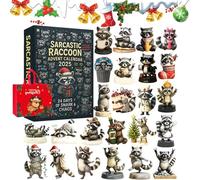 Sarcastic Raccoon Advent Calendar 2025, 24 Days Christmas Countdown Calendar with 24 Different Funny Raccoons Ornaments, 2D Realistic Design Raccoon Advent Calendar for Holiday Home Decor (#B)
