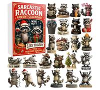 Sarcastic Raccoon Advent Calendar 2025,24 Days Christmas Countdown Calendars with 24 Humor Jokes Cute Raccoons Pendants for Christmas Tree Ornaments Gift for Friends & Raccoon Lovers (Red)
