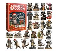 Sarcastic Raccoon Advents Calendars 2025 | 24 Days Christmas Holiday Countdown | 24 PCS Distinctive Acrylic 2d Raccoon Pendant | Christmas Decorations for Thanksgiving, Birthday, Raccoons Lovers Gift