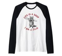Sarcastic Raccoon Life is A Soup I-Am A Fork Meme Animal Raglan Baseball Tee