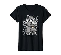 Sarcastic Raccoon Sipping Iced Coffee in Night Skyline Value Graphic T-Shirt