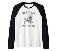 Sarcastic Raccoon Yep, Here I Am Living the Dream Snarky Raglan Baseball Tee