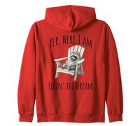 Sarcastic Raccoon Yep, Here I Am Living the Dream Snarky Zip Hoodie