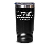 Sarcastic Secretary Tumbler - Funny Gifts for Secretary - Father's Day Gag Gifts - I'm A Secretary. My Level Of Sarcasm Depends On Your Level Of Stupidity. - Stainless Steel Tumbler - 20oz/30oz