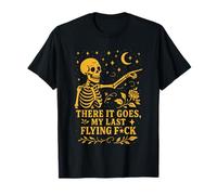 Sarcastic Skeleton Pointing at Moon with Flying F Text T-Shirt