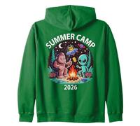 Sarcastic SUMMER CAMP 2026 Alien Conspiracy Camping Vibes Zip Hoodie