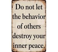 Sarcastic Vintage Metal Tin Sign 8x12 in Don't Let Others' Actions Destroy Your Inner Peace Funny Posters For Wall Decor