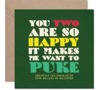 Sarcastic Wedding Card - Brilliantly Irreverent Wedding Banter - Bold Multicoloured Typography on Dark Green - 145mm Square, Envelope Included