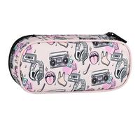 sarcia.eu Compartmental School Pencil case, Spacious Pouch, Oval, for Girls 22x10x5cm (Music)