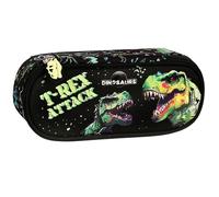 sarcia.eu Dinosaurs COMPARTMENTAL School Boy's Pencil case, Sachet for School Supplies, Black 5x21x9cm (Dinosaur Compartmental B)