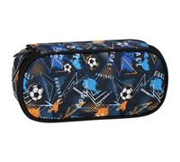 sarcia.eu Football Compartment School Pencil case for a Football Player, Oval Sachet for a boy 22x10x5cm (Football Compartmental B)