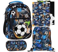sarcia.eu Football SCHOOL START KIT for BOYS: padded backpack, pencil case, shoe bag, 2x folder with elastic band (Football III)