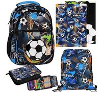 sarcia.eu Football SCHOOL START KIT for BOYS: padded backpack, pencil case with accessories, shoe bag, 2x folder with elastic band (Football II)