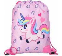 sarcia.eu Girls' PE bag, children's school shoulder bag, rucksack 38x33 cm (Pink Pixel Unicorn)