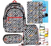 sarcia.eu Hot Wheels School starter KIT for BOY: backpack, pencil case sachet, shoe bag, 2x folder with elastic band, stickers (Hot Wheels II)