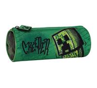 sarcia.eu Minecraft Creeper School Pencil case for Boys, Tube-Shaped Round, Pouch for School Supplies for Gamers 22x8x8cm (Minecraft Round)