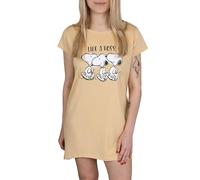 sarcia.eu Peanuts Snoopy Women's Nightgown, Peach Sleep Shirt, Cotton, Short Sleeve (Orange, M)