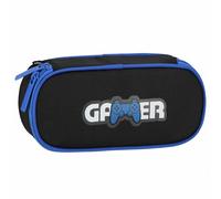 sarcia.eu Pencil case Gaming School, Boys' Gamer Pouch, gamingpad, Black-Blue 5x22x10cm (Gamer Compartmental)