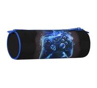 sarcia.eu Pencil case Round Gaming, Zip, for Gamer, Gamepad, Black-Blue 22x8x8cm (Gamer Round)